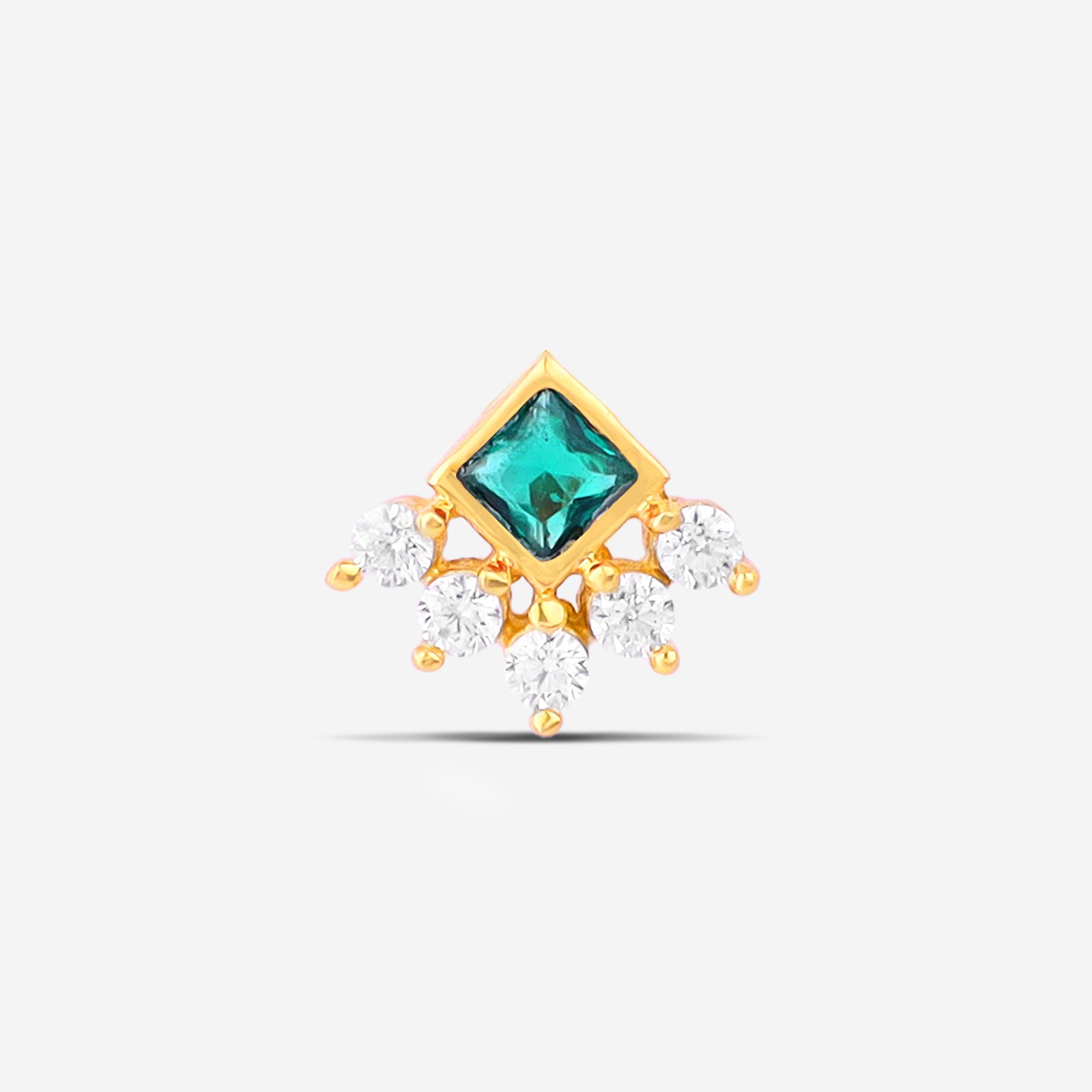 Rani Spark Nose Pin [green & white}