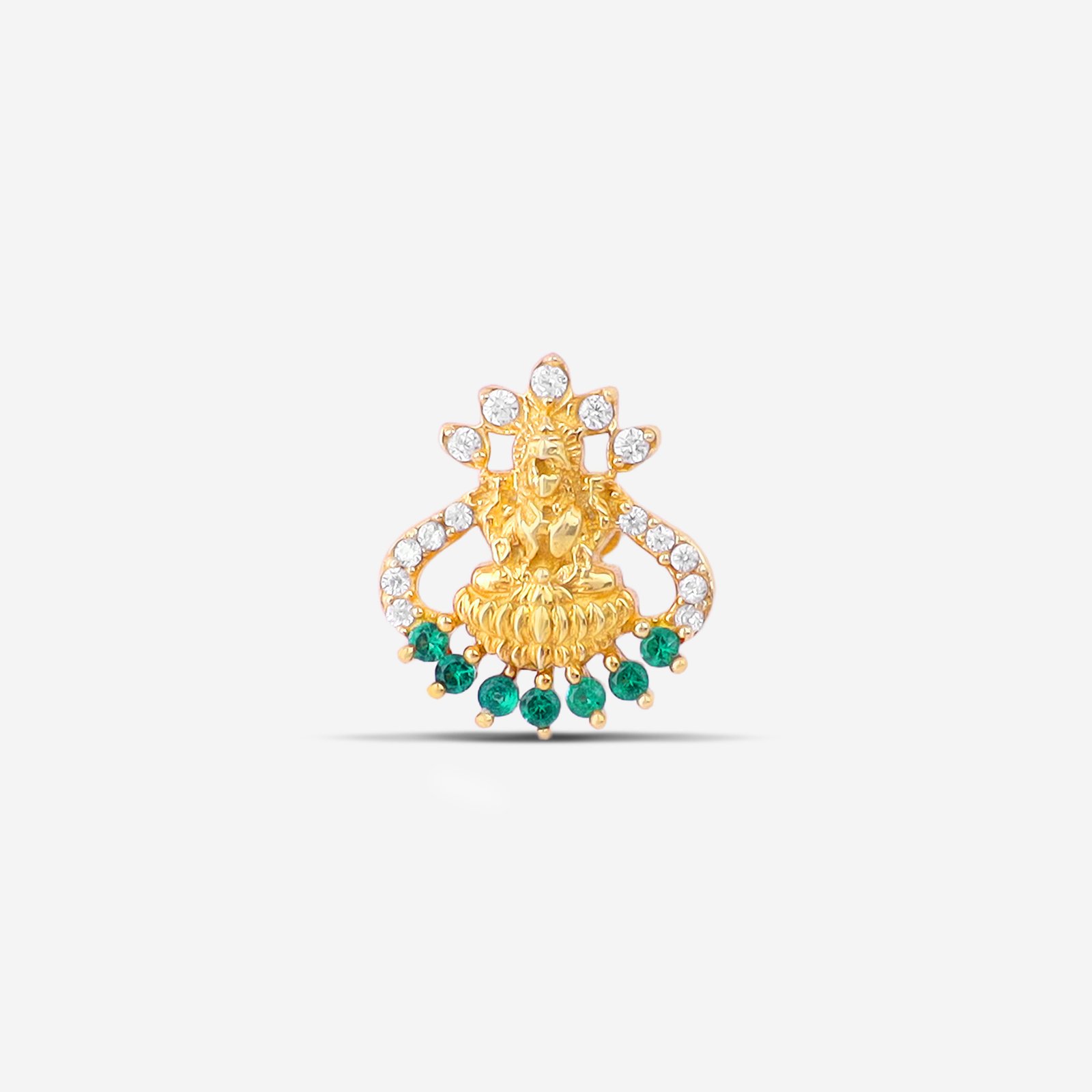 Lakshmi Temple Nose Pin [white & green] small