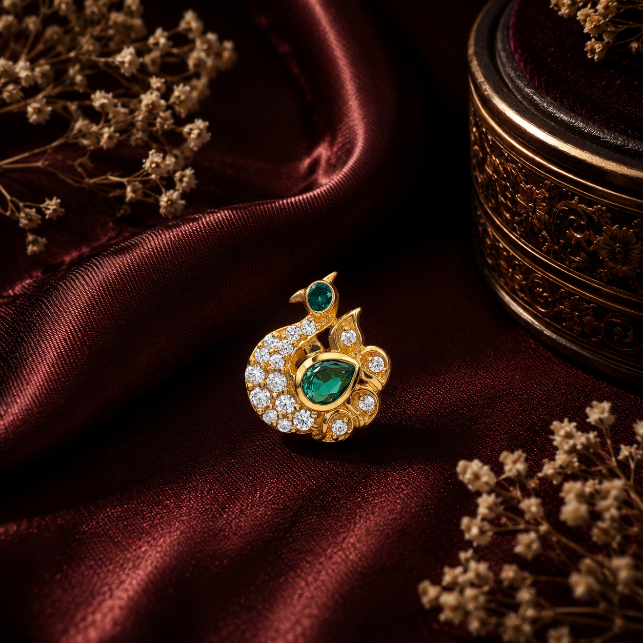 Hamsini Nose Pin [green & white]