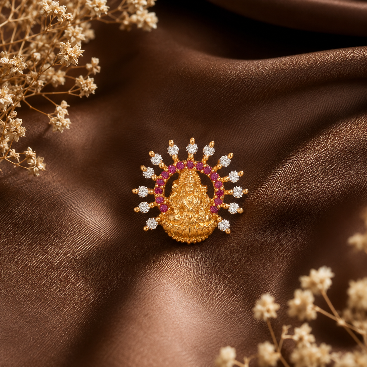 Mahalakshmi Nose Pin [pink & white]