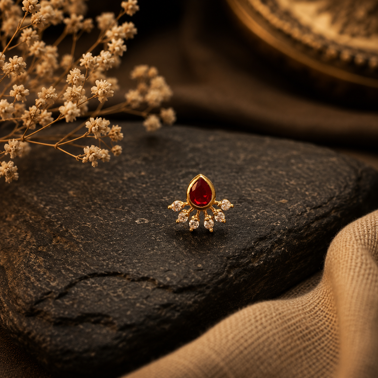 Iraa Nose Pin [red & white]