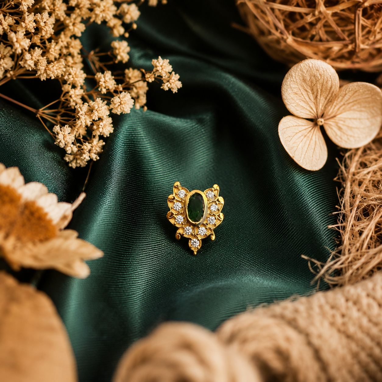 Vanya Nose Pin [green & white]
