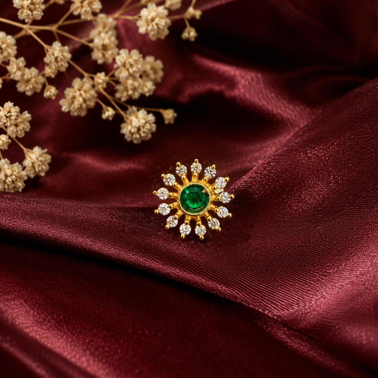 Suryalekha Nose Pin [green & white]