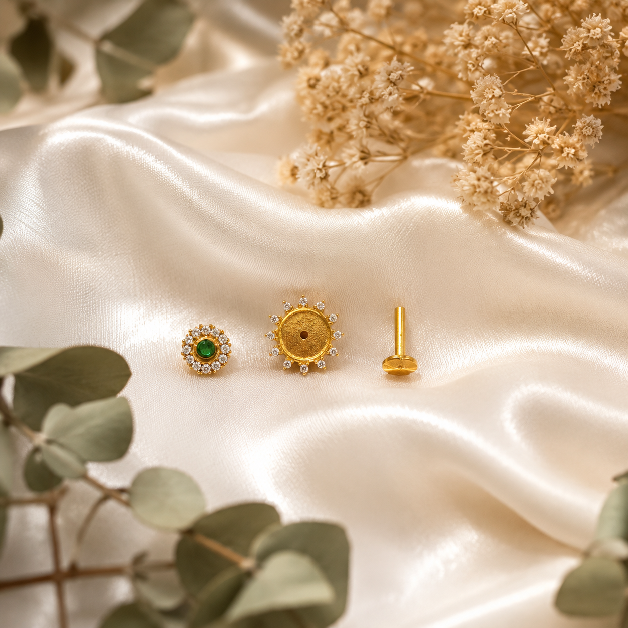Maragatha Chandrika Nose Pin (Detachable)