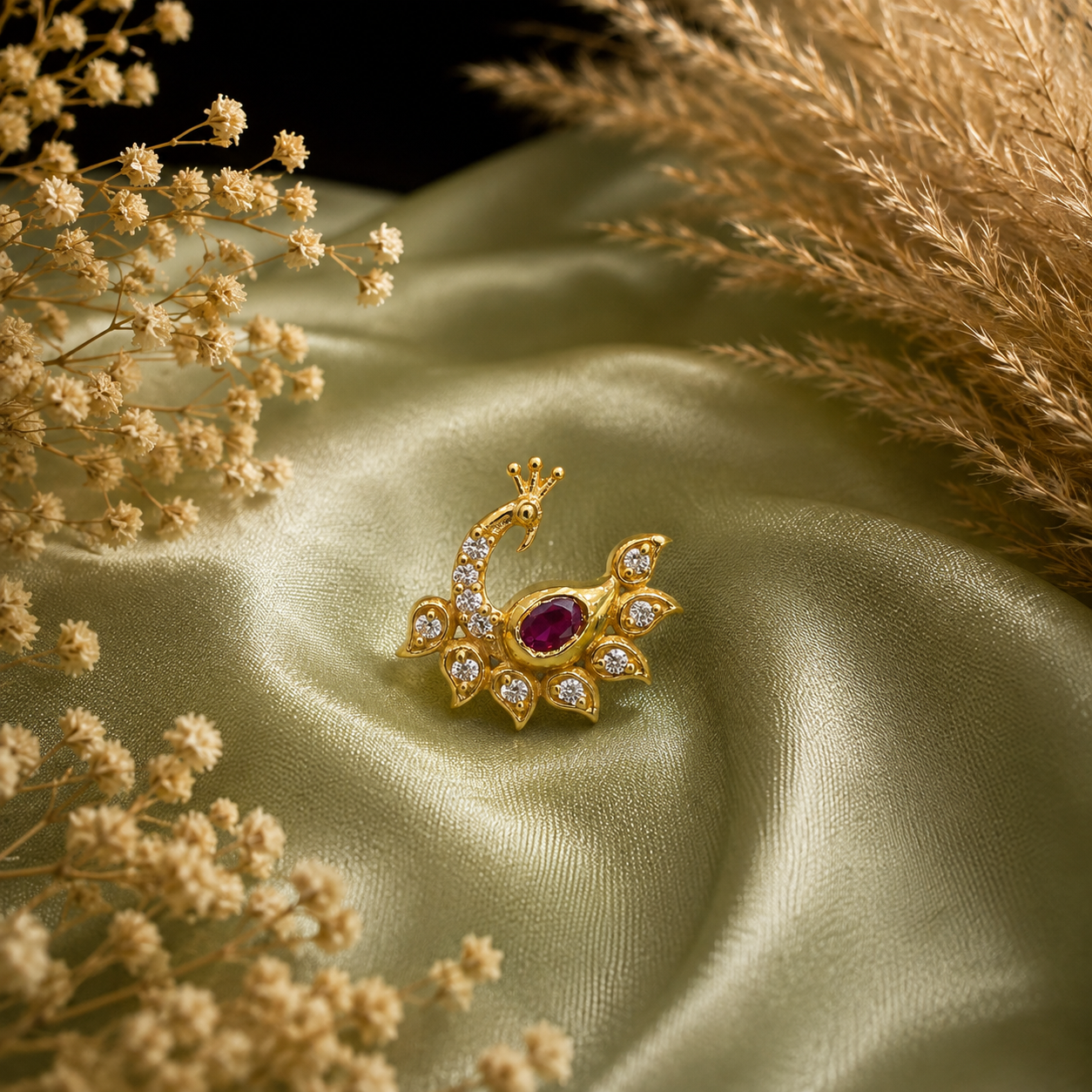 Natya Mayuri Nose Pin [red &white]